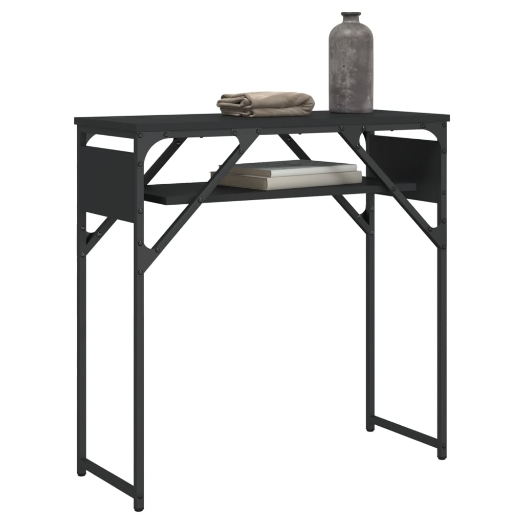 Konzolni stol s policama crni 75x30x75 cm od konstruiranog drva