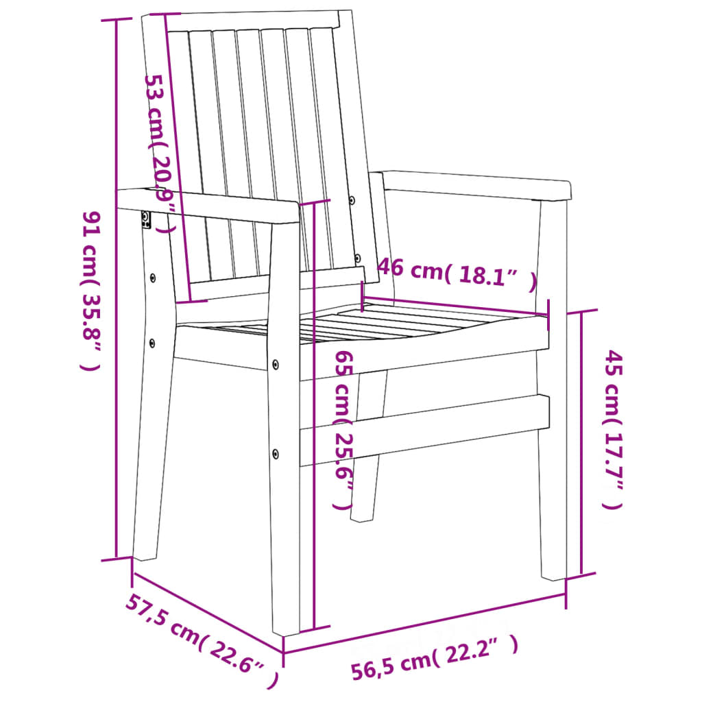 5-dijelni vrtni blagovaonski set od masivne tikovine Smeđa Dužina stola 80 cm