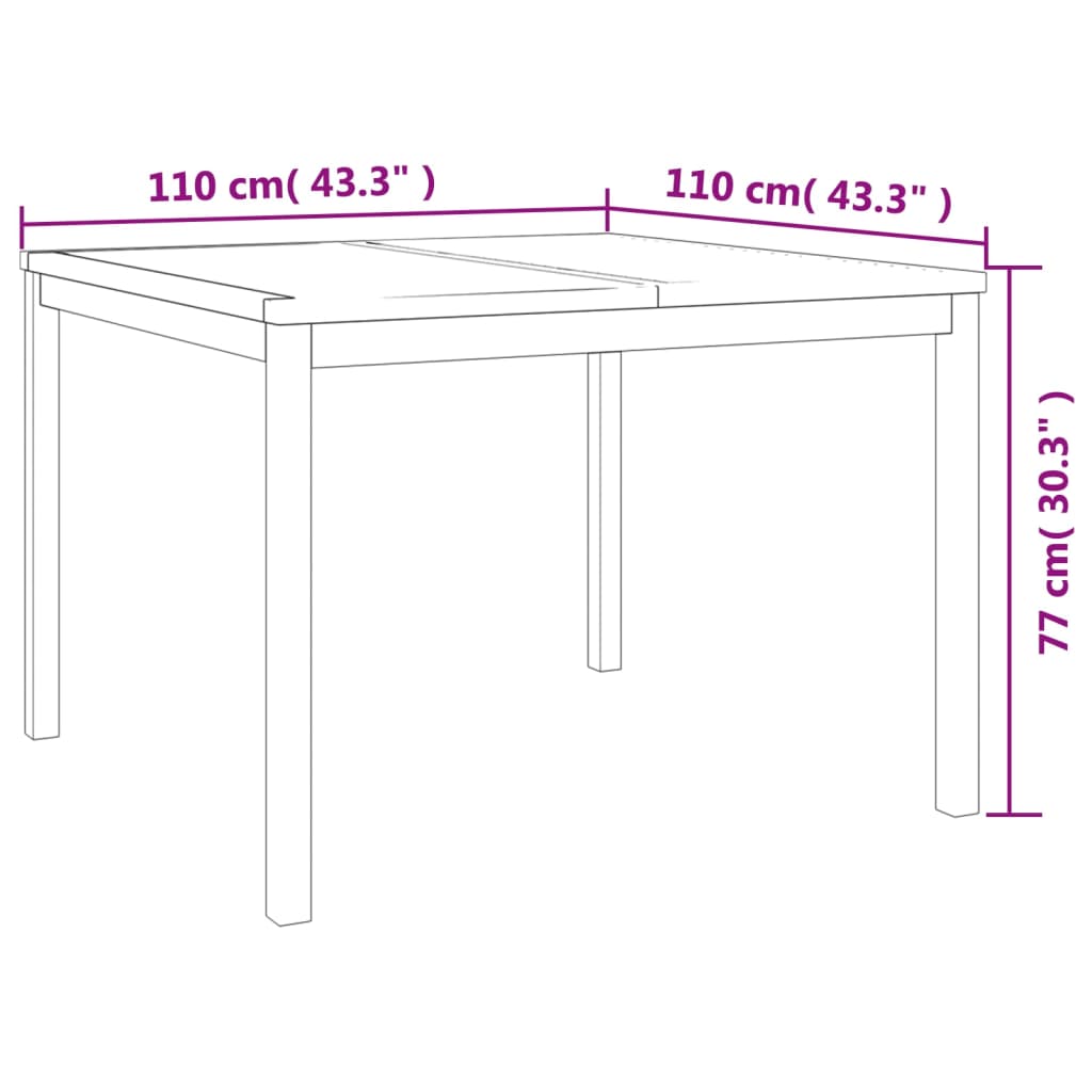 3-dijelni vrtni blagovaonski set od masivne tikovine Smeđa Dužina stola 110 cm