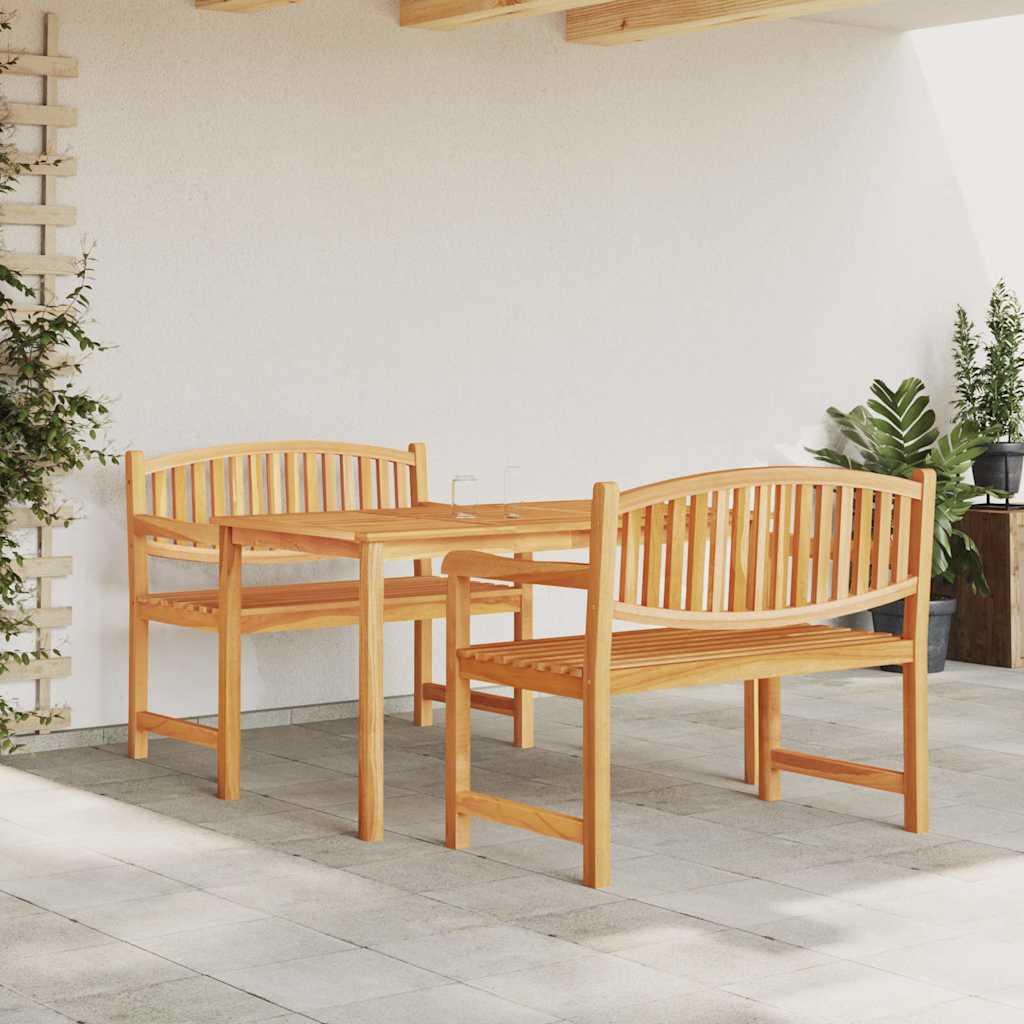 3-dijelni vrtni blagovaonski set od masivne tikovine Smeđa Dužina stola 140 cm