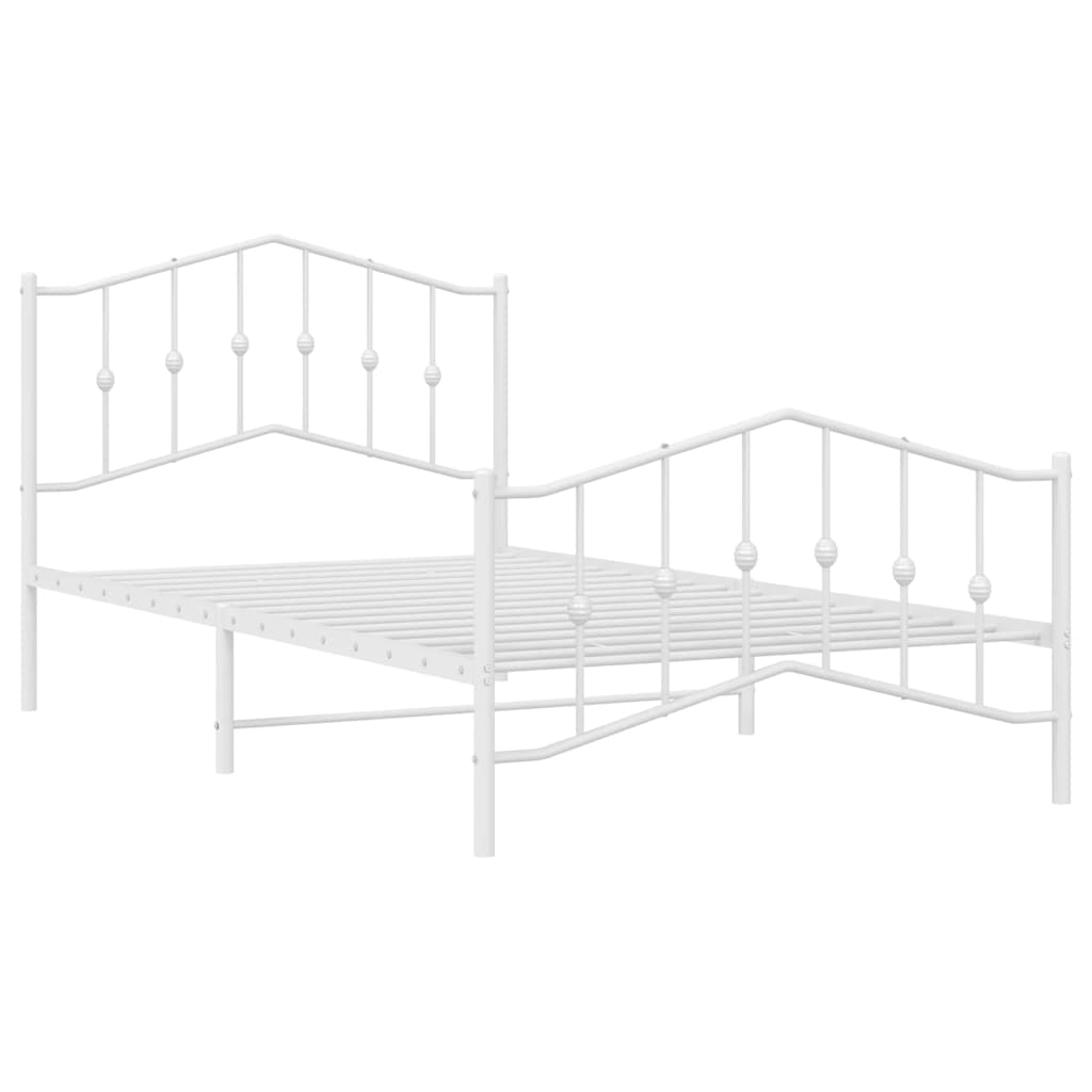 Metalni okvir kreveta s uzglavljem i podnožjem bijeli 100x200cm