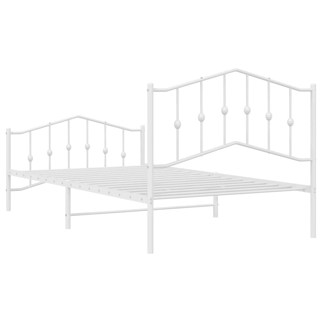 Metalni okvir kreveta s uzglavljem i podnožjem bijeli 100x200cm