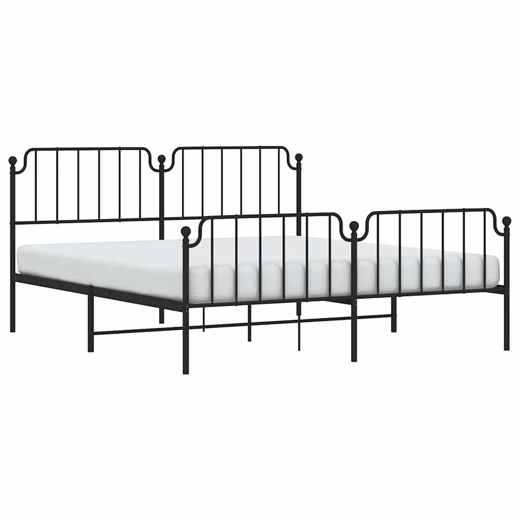Metalni okvir kreveta s uzglavljem i podnožjem crni 183x213 cm
