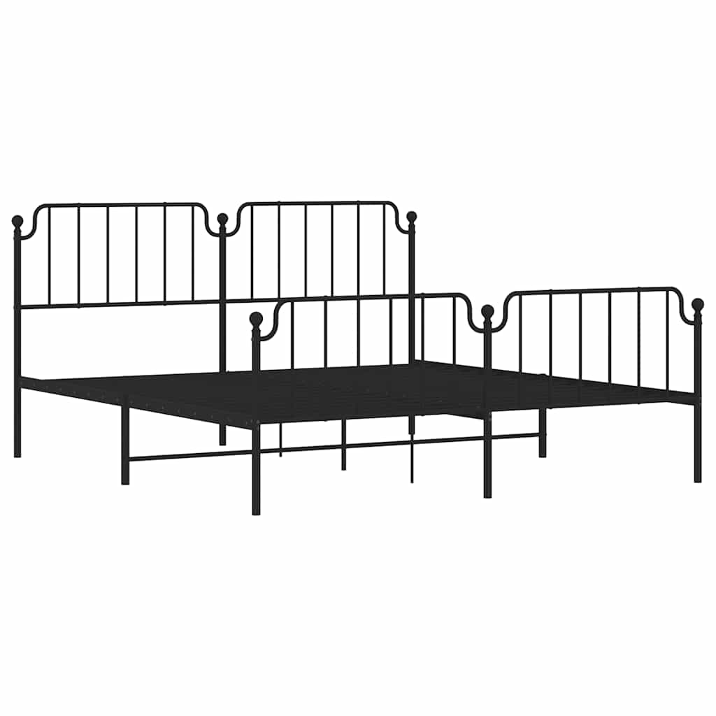 Metalni okvir kreveta s uzglavljem i podnožjem crni 183x213 cm