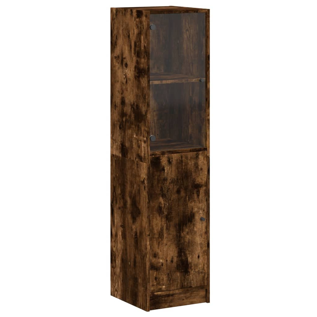 Visoka komoda sa staklenim vratima boja hrasta 35 x 37 x 142 cm Smeđa