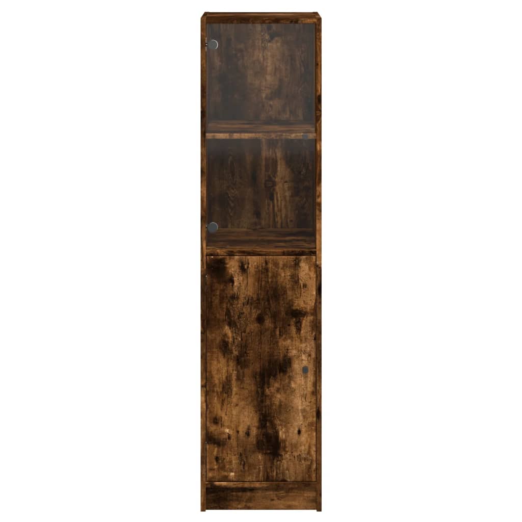 Visoka komoda sa staklenim vratima boja hrasta 35 x 37 x 142 cm Smeđa