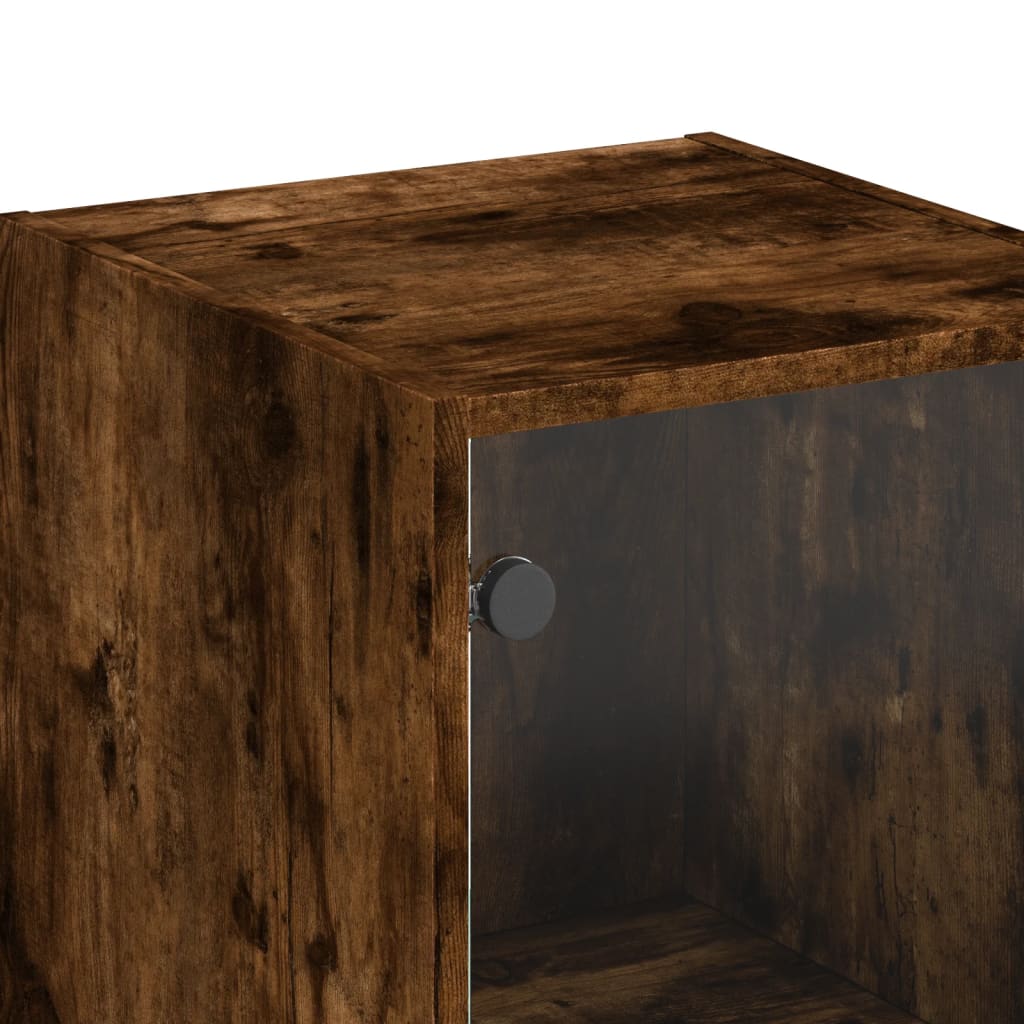 Visoka komoda sa staklenim vratima boja hrasta 35 x 37 x 142 cm Smeđa