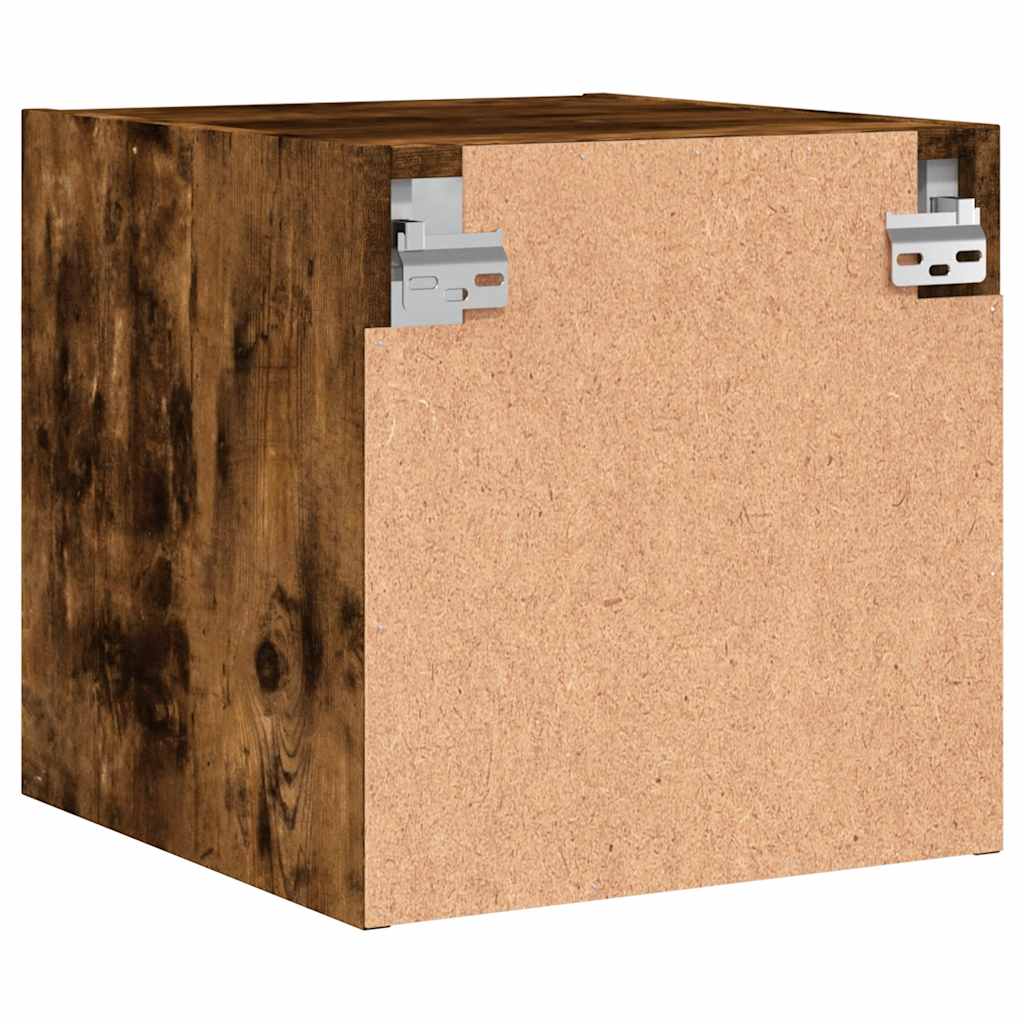 Noćni ormarić sa staklenim vratima boja hrasta 35 x 37 x 35 cm Smeđa