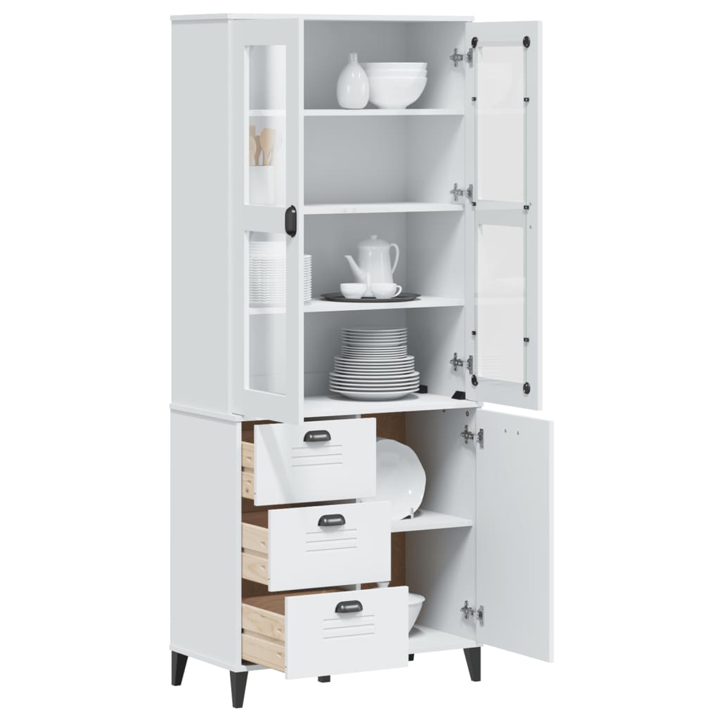 Visoka komoda VIKEN bijela 80 x 40 x 190 cm od masivne borovine