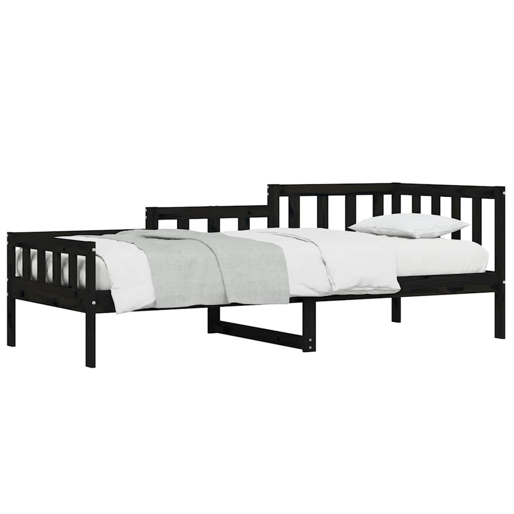 Dnevni ležaj crni 80 x 200 cm od masivne borovine