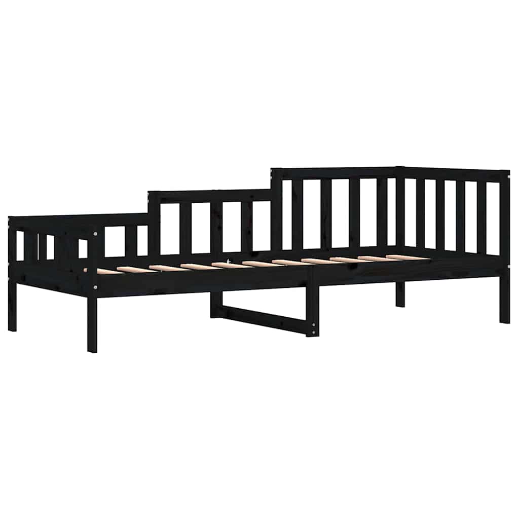Dnevni ležaj crni 80 x 200 cm od masivne borovine