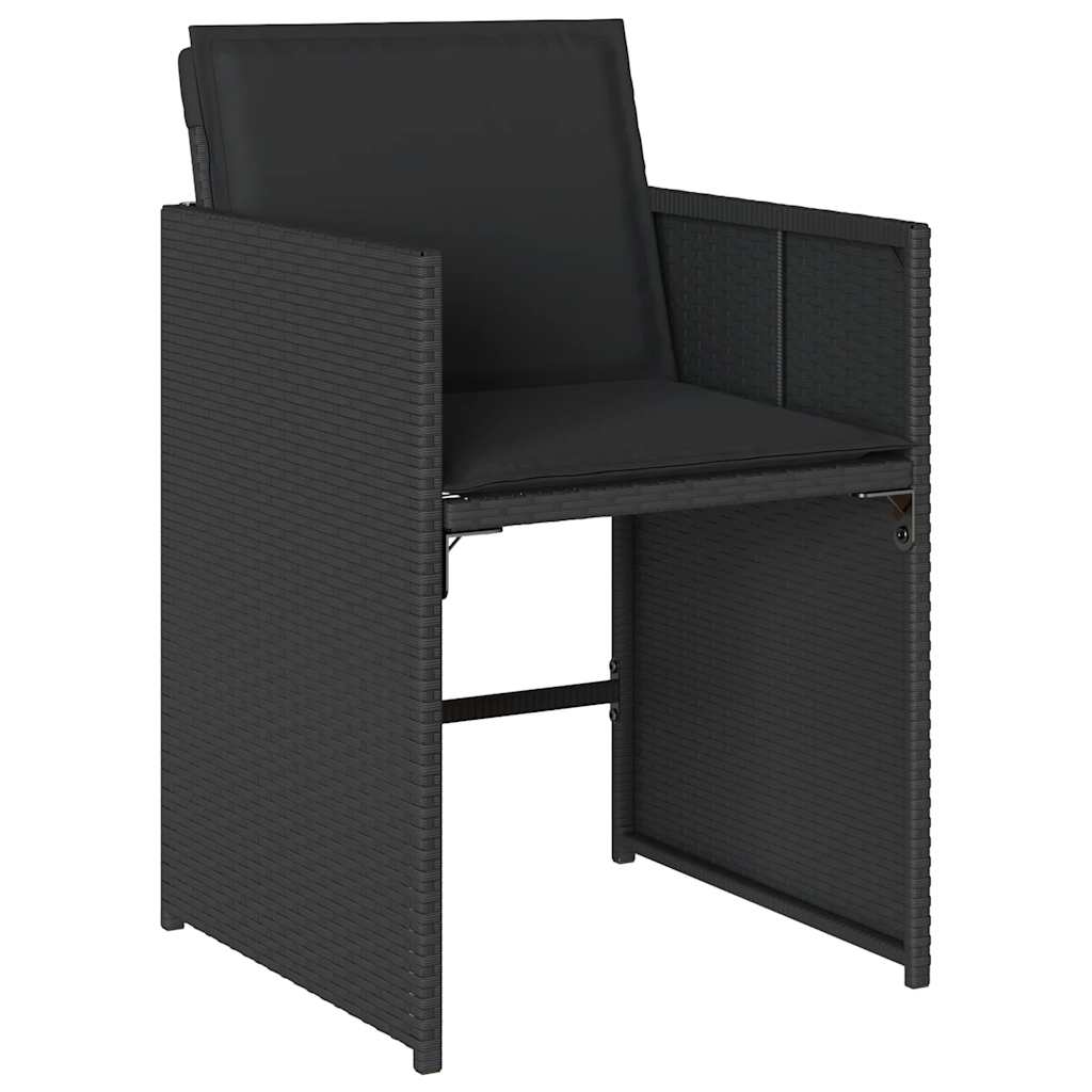 Vrtne stolice s jastucima 4 kom crne od poliratana Crna