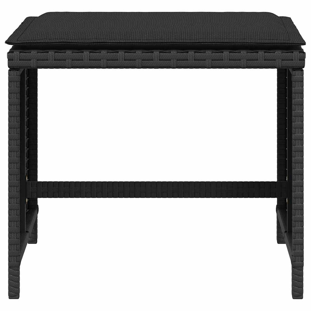 Vrtni taburei s jastucima 4 kom crni 41x41x36 cm od poliratana
