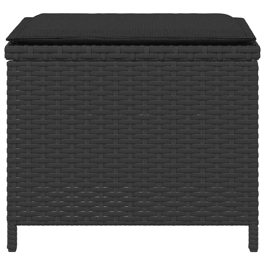Vrtni taburei s jastucima 4 kom crni 41x41x36 cm od poliratana