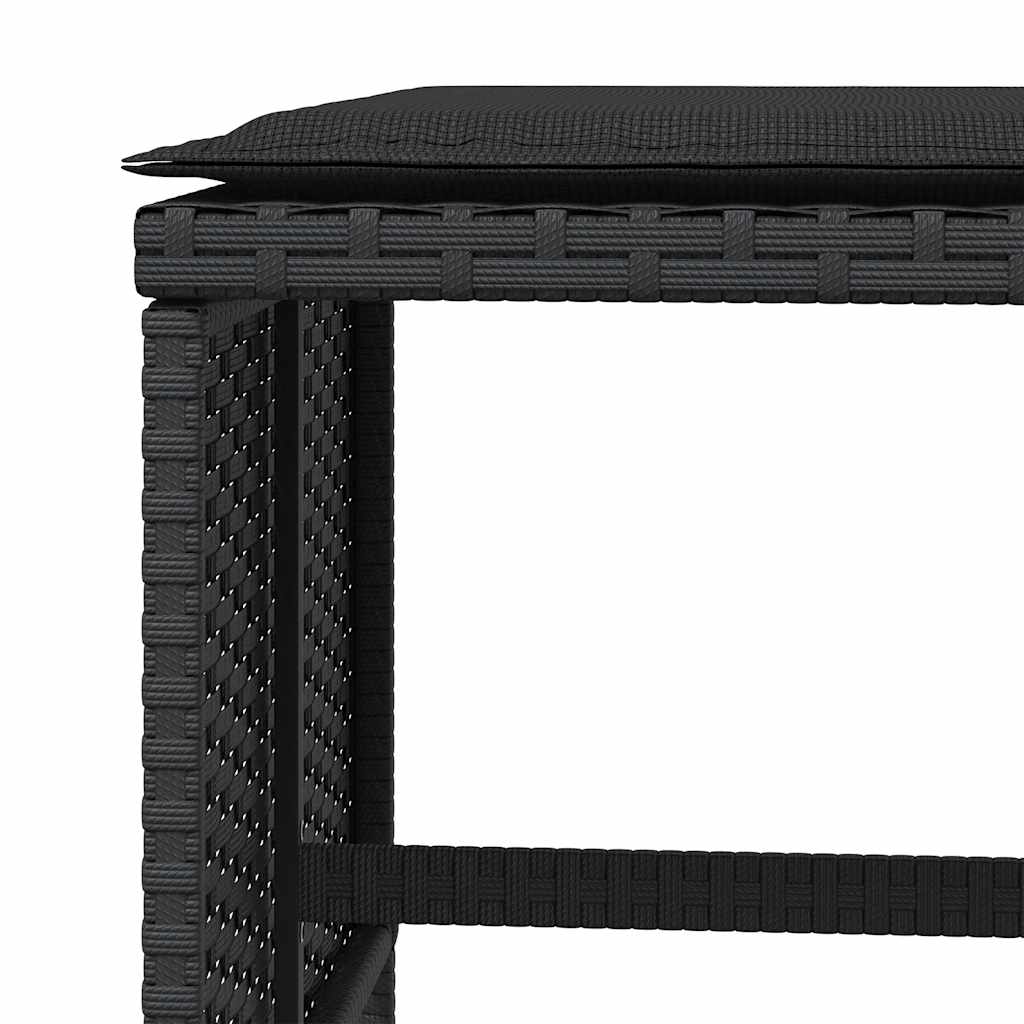 Vrtni taburei s jastucima 4 kom crni 41x41x36 cm od poliratana