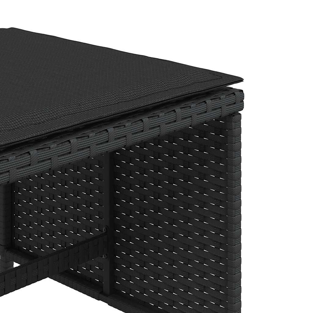 Vrtni taburei s jastucima 4 kom crni 41x41x36 cm od poliratana