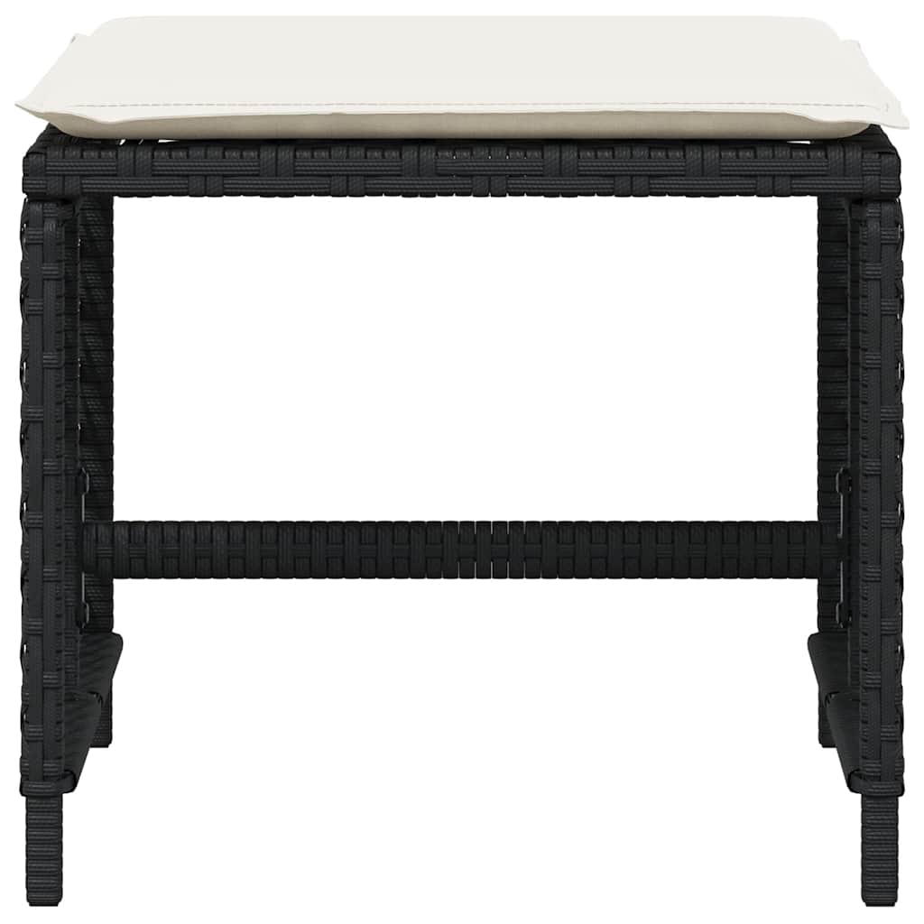 Vrtni taburei s jastucima 4 kom crni 41x41x36 cm od poliratana Crna
