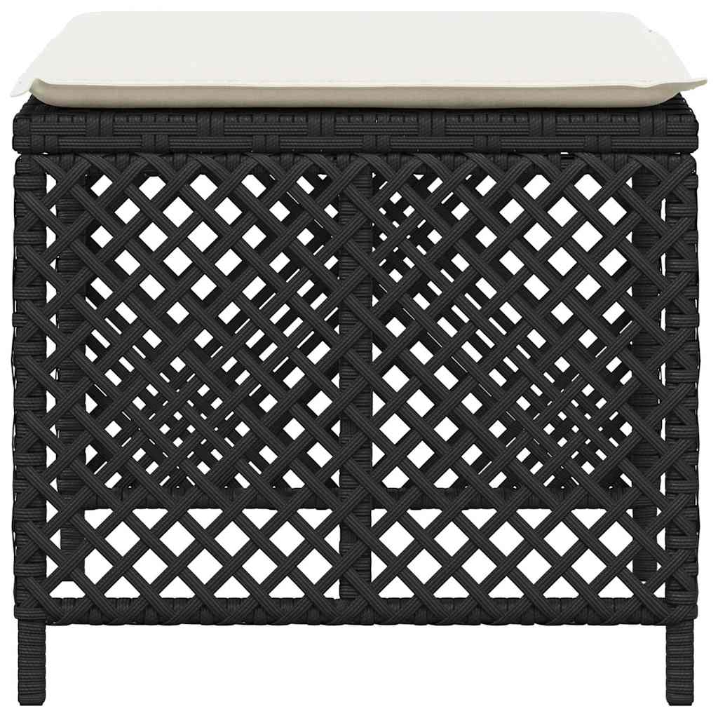 Vrtni taburei s jastucima 4 kom crni 41x41x36 cm od poliratana Crna
