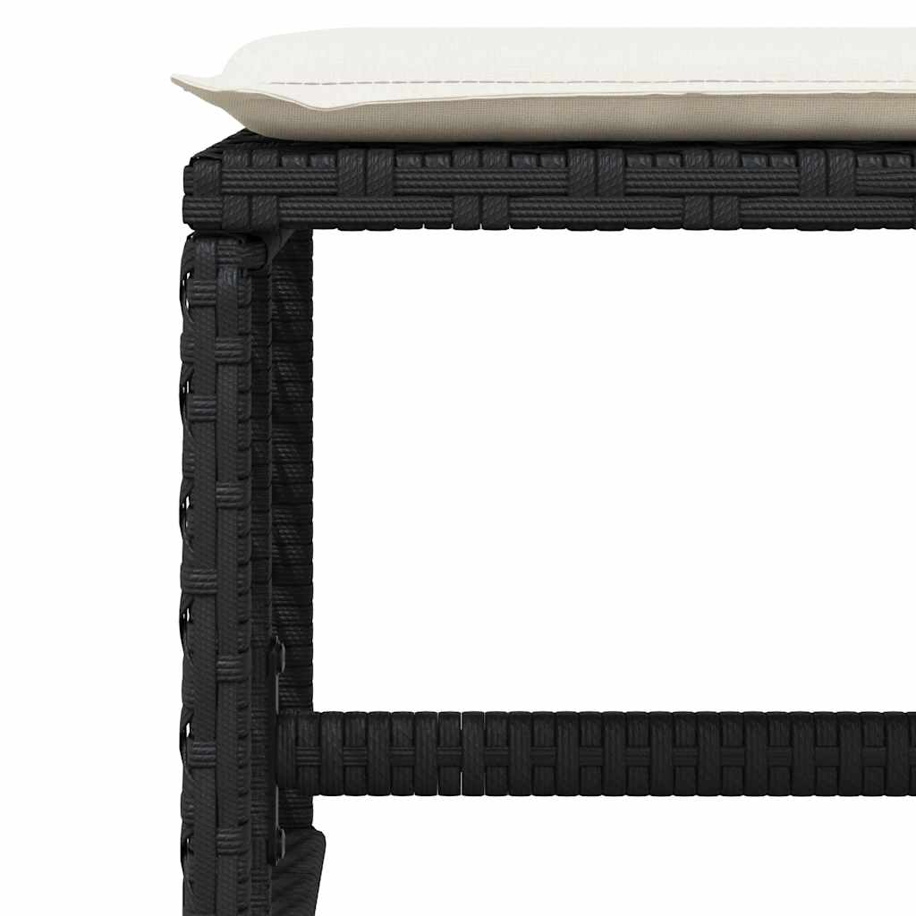 Vrtni taburei s jastucima 4 kom crni 41x41x36 cm od poliratana Crna