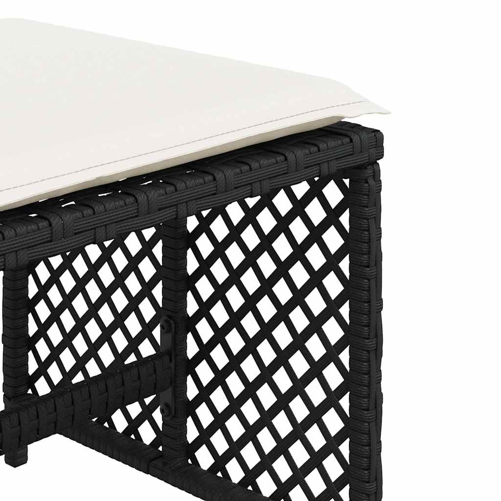 Vrtni taburei s jastucima 4 kom crni 41x41x36 cm od poliratana Crna
