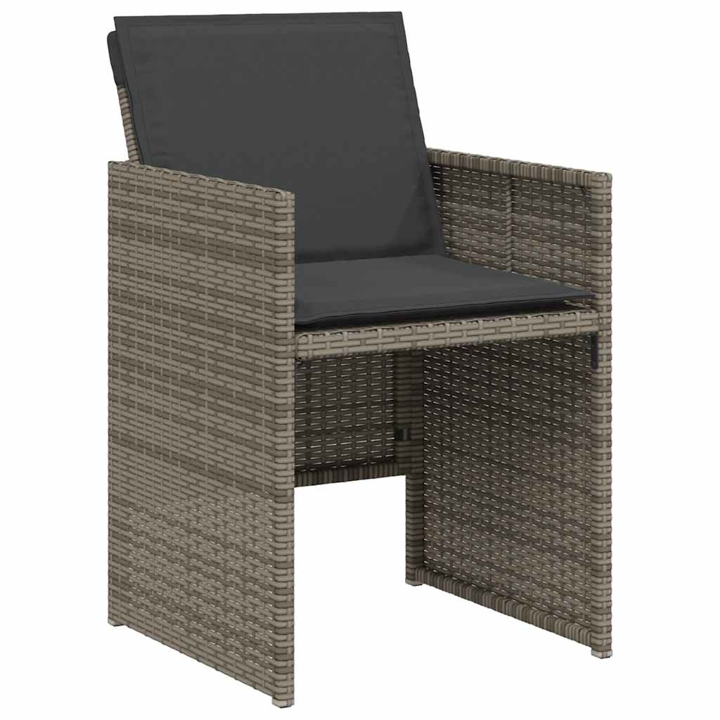 3-dijelni bistro set od poliratana s jastucima sivi
