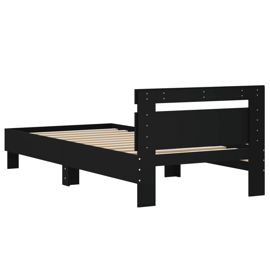 Okvir kreveta s uzglavljem crni 90 x 200 cm konstruirano drvo