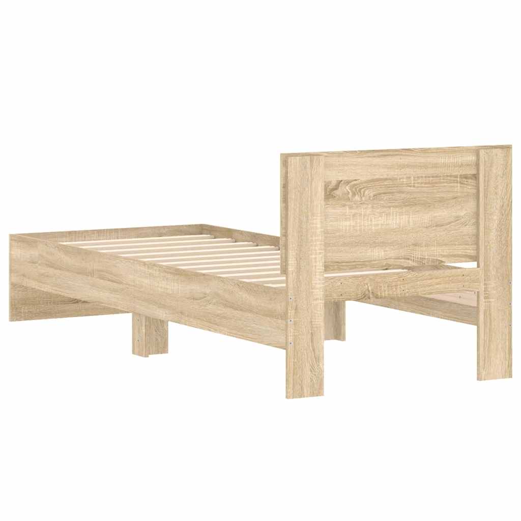 Okvir za krevet s uzglavljem boja hrasta 90x200 cm drveni Smeđa 90 x 200 cm