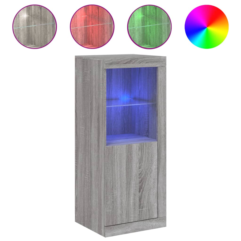 Komoda s LED svjetlima boja sivog hrasta 41x37x100 cm Siva