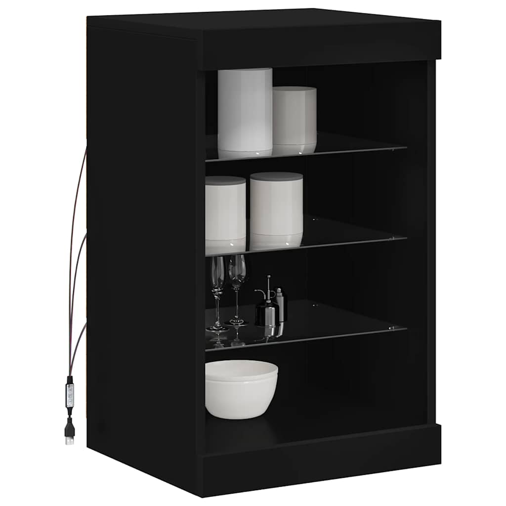Komoda s LED svjetlima crna 41x37x67 cm