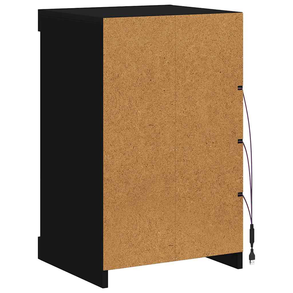 Komoda s LED svjetlima crna 41x37x67 cm