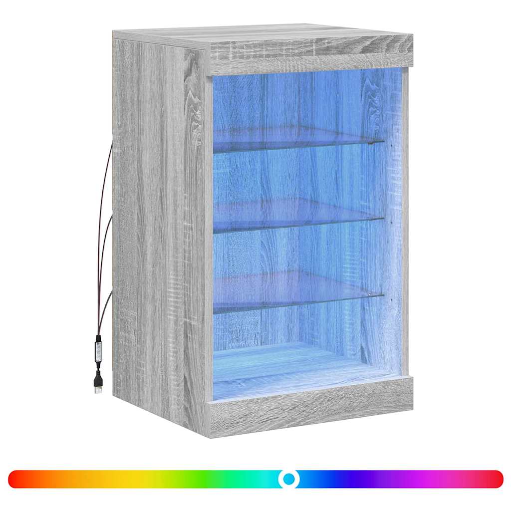 Komoda s LED svjetlima boja sivog hrasta 41 x 37 x 67 cm Siva