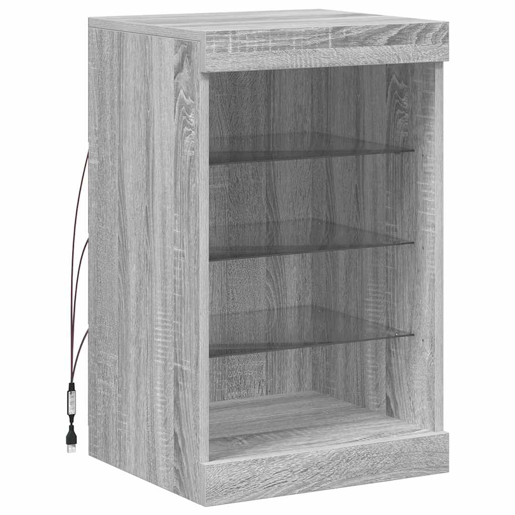 Komoda s LED svjetlima boja sivog hrasta 41 x 37 x 67 cm Siva