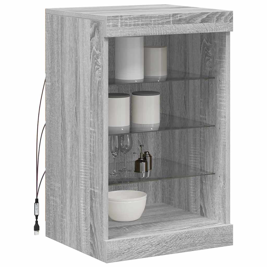 Komoda s LED svjetlima boja sivog hrasta 41 x 37 x 67 cm Siva
