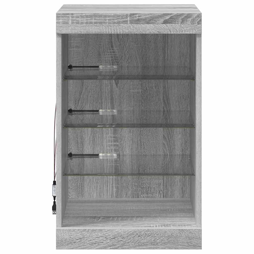 Komoda s LED svjetlima boja sivog hrasta 41 x 37 x 67 cm Siva