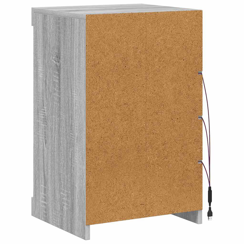 Komoda s LED svjetlima boja sivog hrasta 41 x 37 x 67 cm Siva