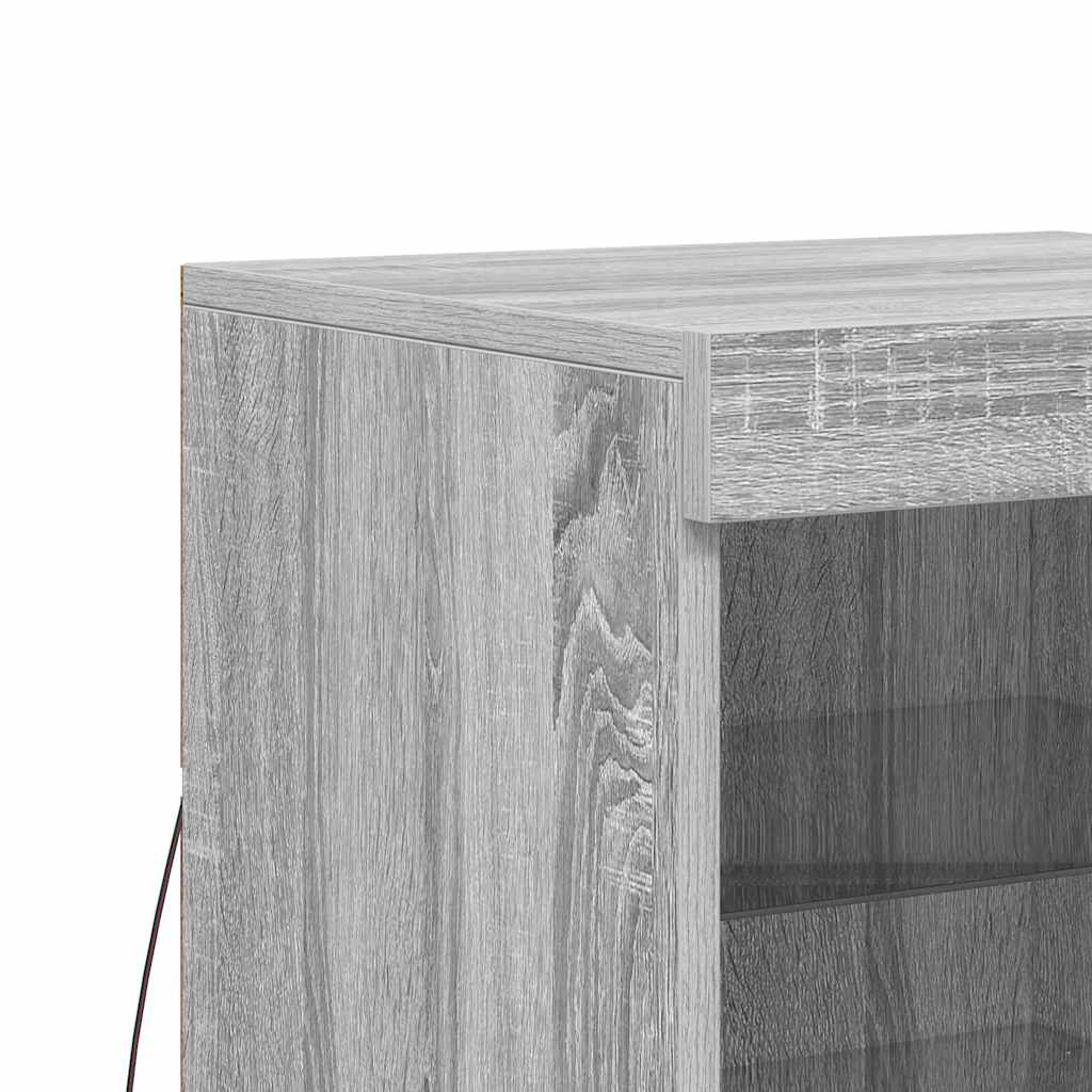 Komoda s LED svjetlima boja sivog hrasta 41 x 37 x 67 cm Siva