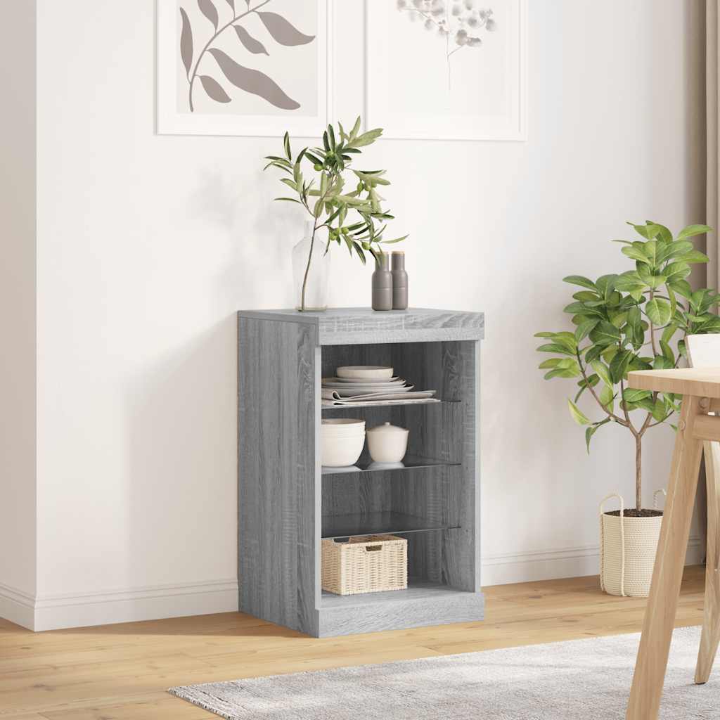 Komoda s LED svjetlima boja sivog hrasta 41 x 37 x 67 cm Siva