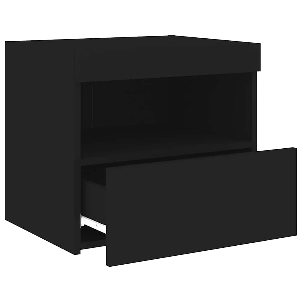 Noćni ormarić s LED svjetlima crni 50x40x45 cm