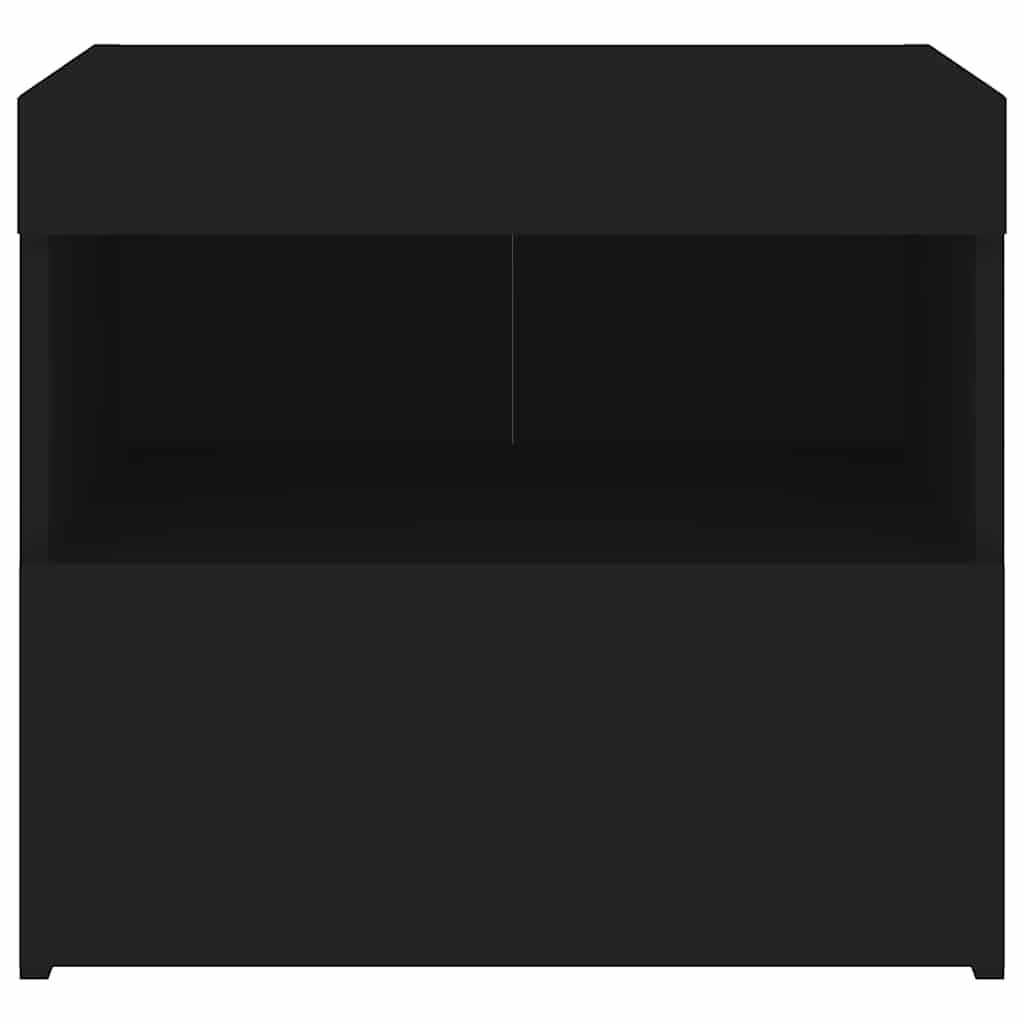 Noćni ormarić s LED svjetlima crni 50x40x45 cm