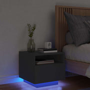 Noćni ormarić s LED svjetlima crni 40 x 39 x 37 cm