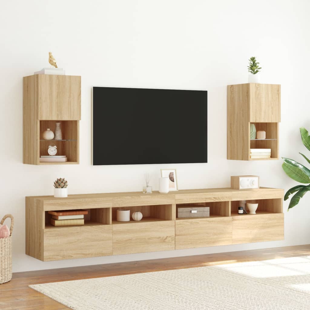 TV ormarići s LED svjetlima 2 kom boja hrasta 30,5x30x60 cm