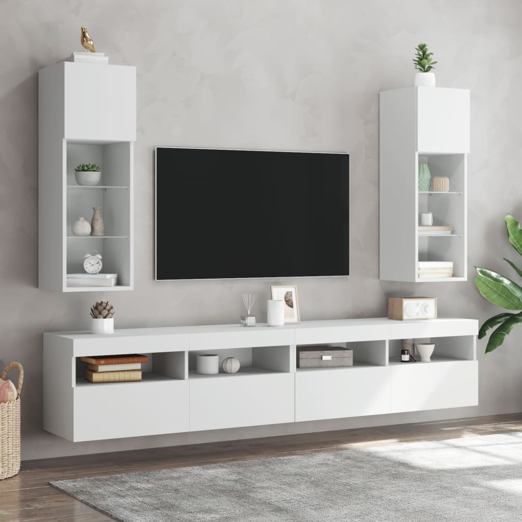 TV ormarići s LED svjetlima 2 kom bijeli 30,5 x 30 x 90 cm