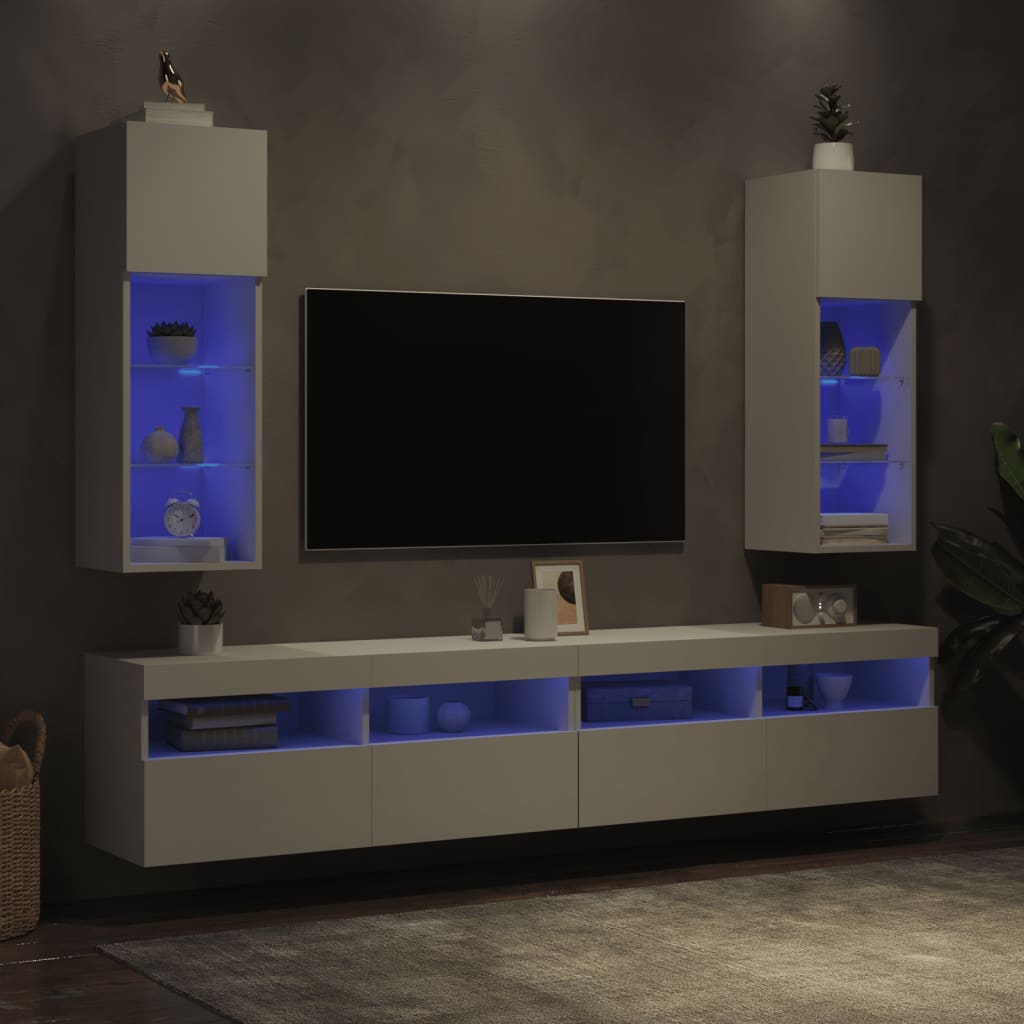 TV ormarići s LED svjetlima 2 kom bijeli 30,5 x 30 x 90 cm