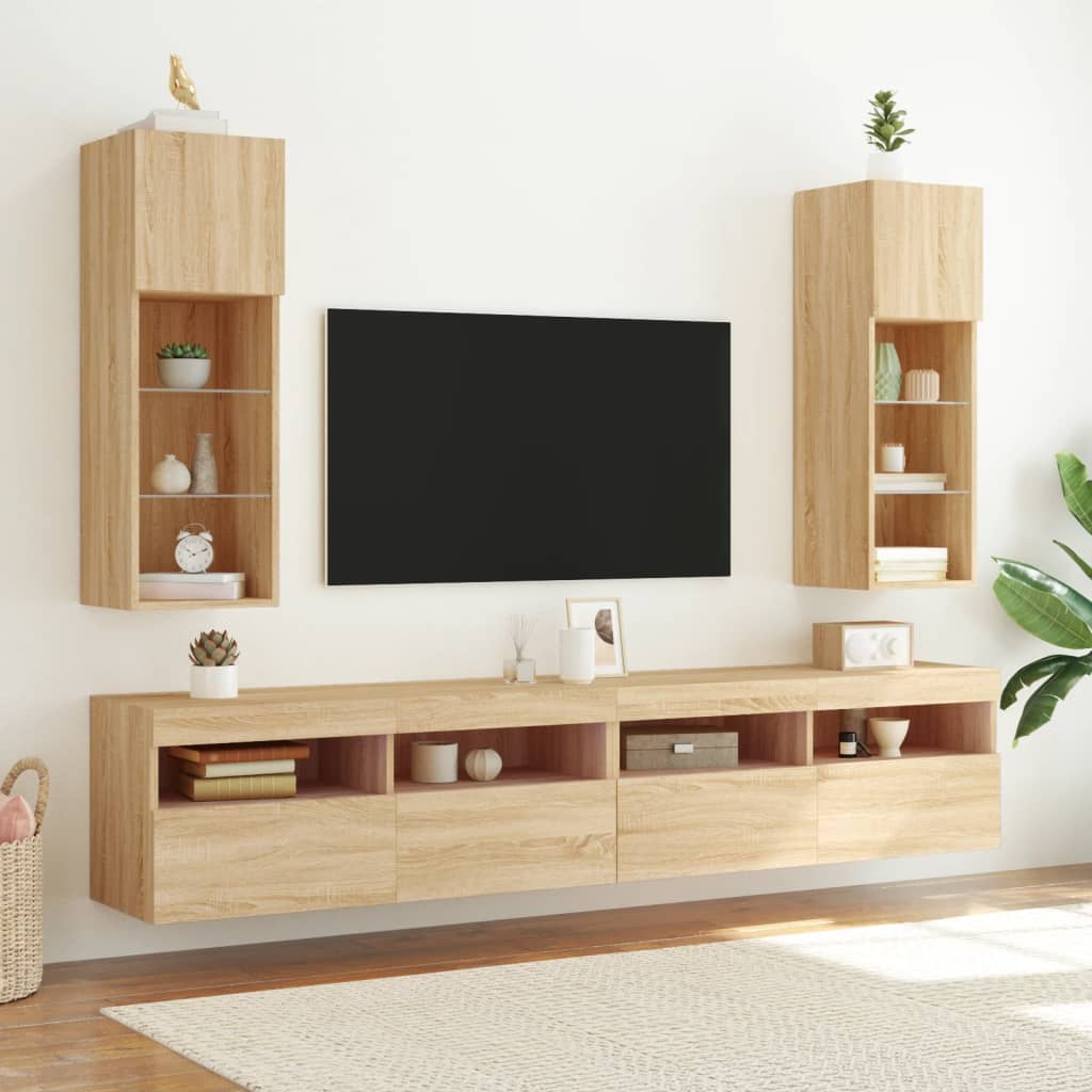 TV ormarić s LED svjetlima boja hrasta sonome 30,5x30x90 cm