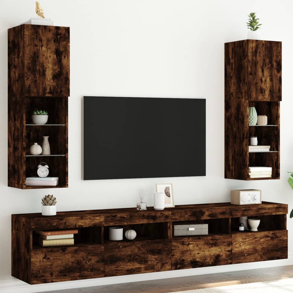TV ormarići s LED svjetlima 2 kom boja hrasta 30,5x30x102 cm