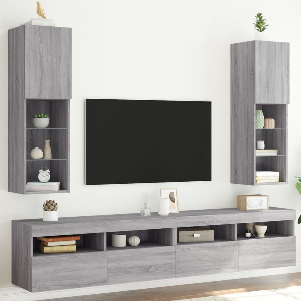 TV ormarići s LED svjetlima 2 kom boja hrasta 30,5x30x102 cm