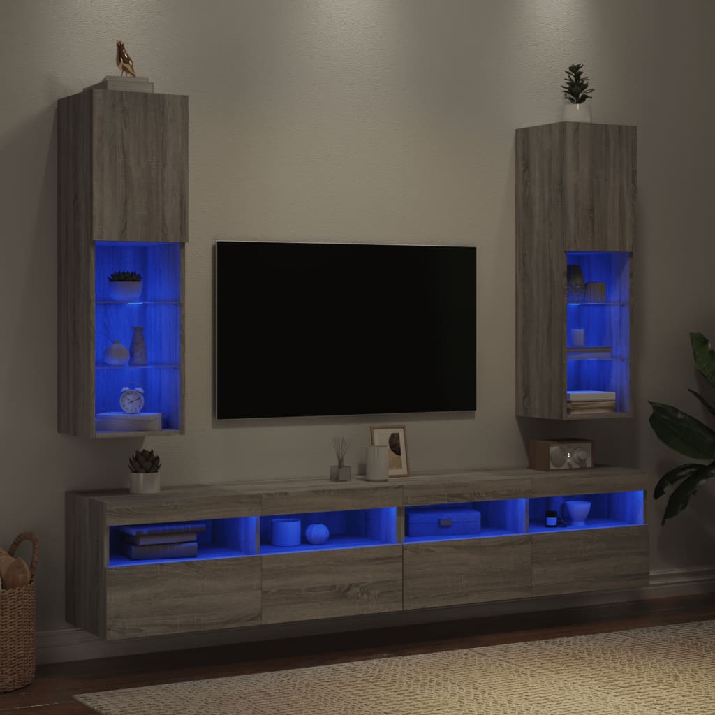 TV ormarići s LED svjetlima 2 kom boja hrasta 30,5x30x102 cm