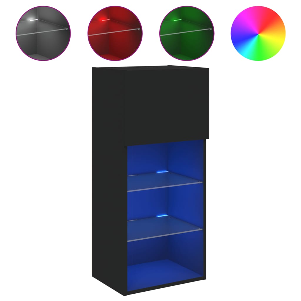 TV ormarići s LED svjetlima 2 kom crni 40,5x30x90 cm