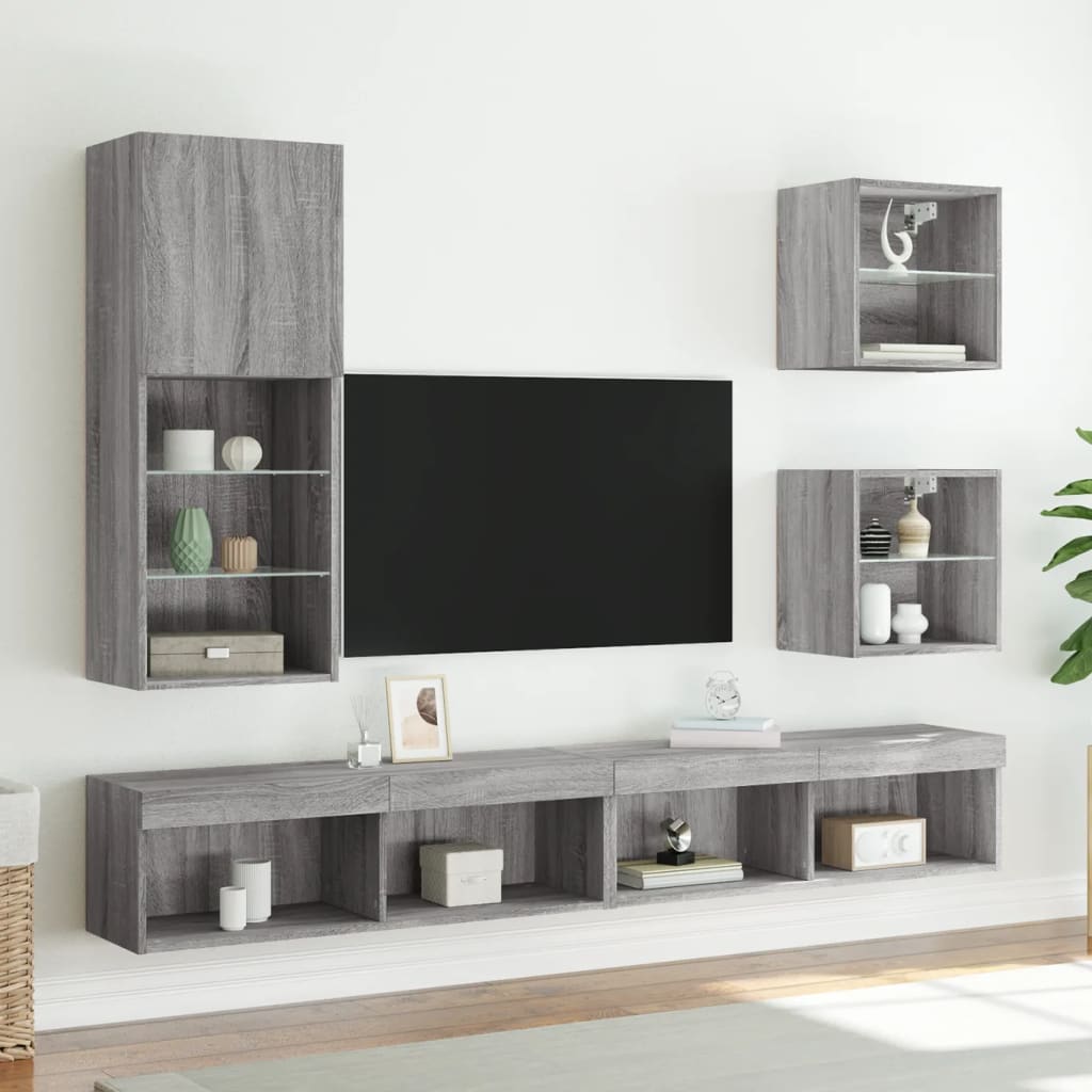 TV ormarić s LED svjetlima boja hrasta 40,5x30x102 cm