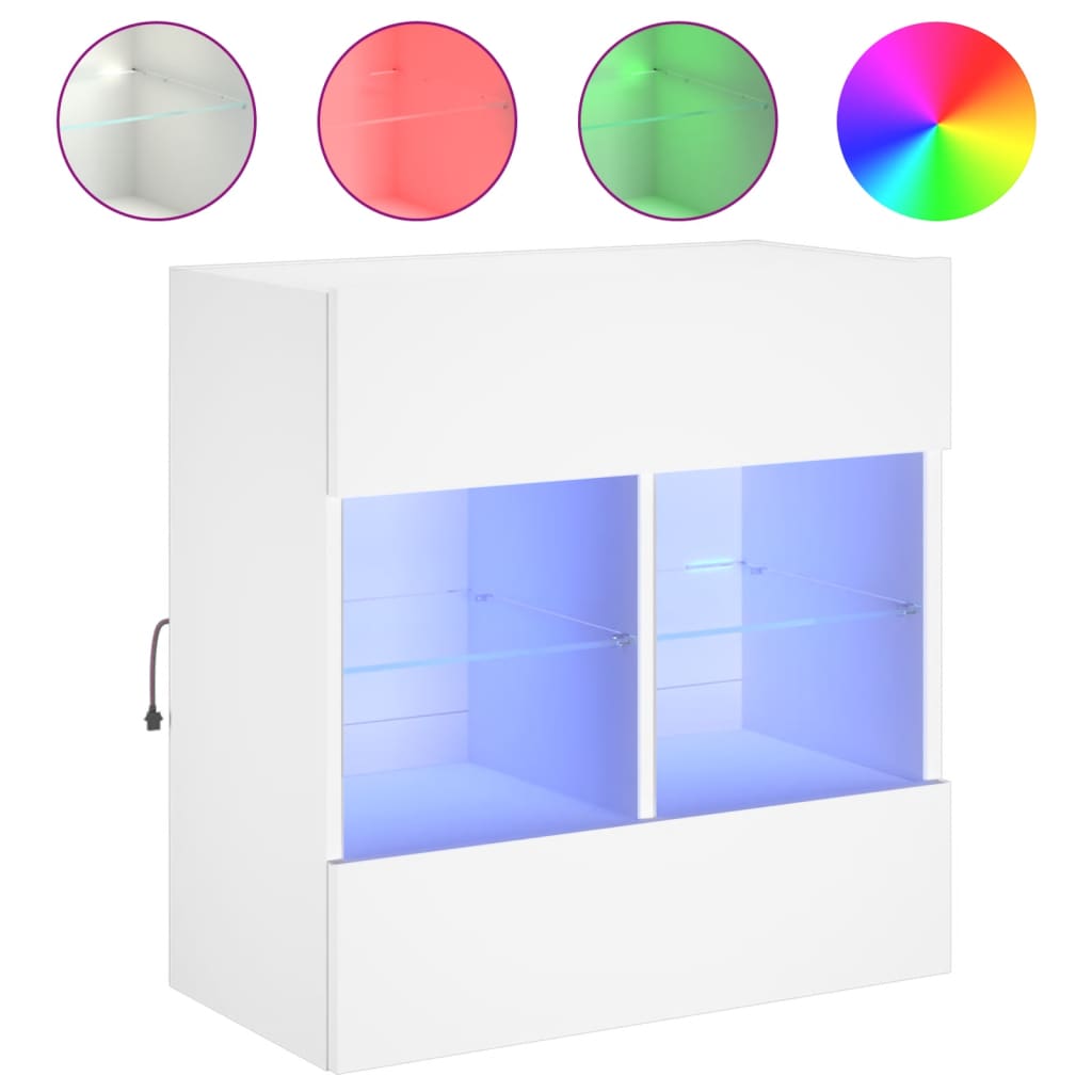 Zidni TV ormarić s LED svjetlima bijeli 58,5x30x60,5 cm